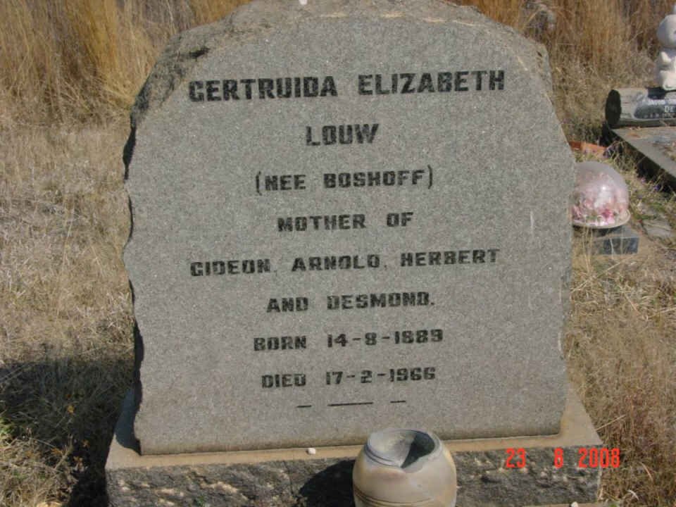 LOUW Gertruida Elizabeth nee BOSHOFF 1889-1966