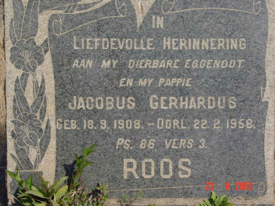 ROOS Jacobus Gerhardus 1908-1958