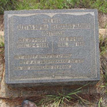 OOSTHUIZEN Gerhardus Jacobus 1801-1891 &amp; Aletha Sophia 1809-1889