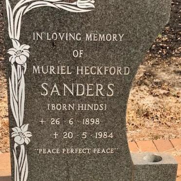 SANDERS Muriel Heckford nee HINDS 1898-1984