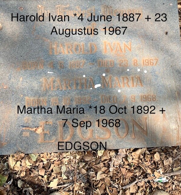 EDGSON Harold Ivan 1887-1967 &amp; Martha Maria 1892-1968