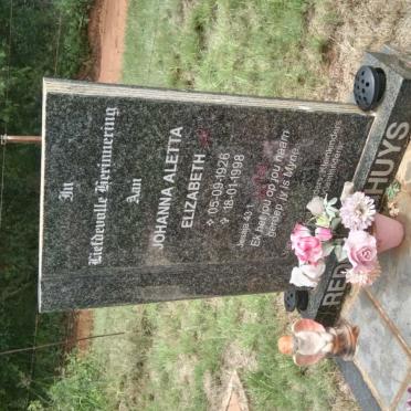 REDELINGHUYS Johanna Aletta Elizabeth 1926-1998