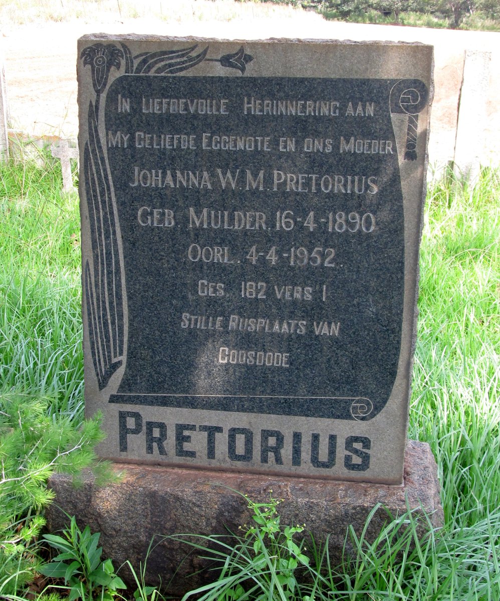 PRETORIUS Johanna W.M. nee MULDER 1890-1952