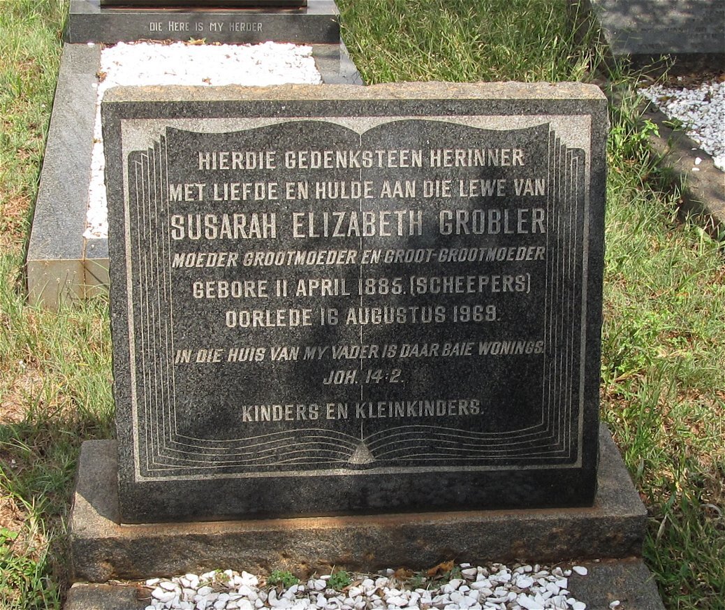 GROBLER Susarah Elizabeth nee SCHEEPERS 1885-1956