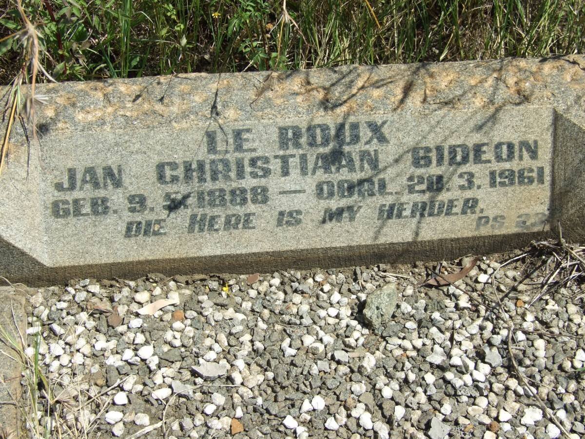 ROUX Jan Christiaan Gideon, Le 1888-1961