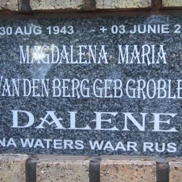 BERG Magdalena Maria, van den nee GROBLER 1943-2011