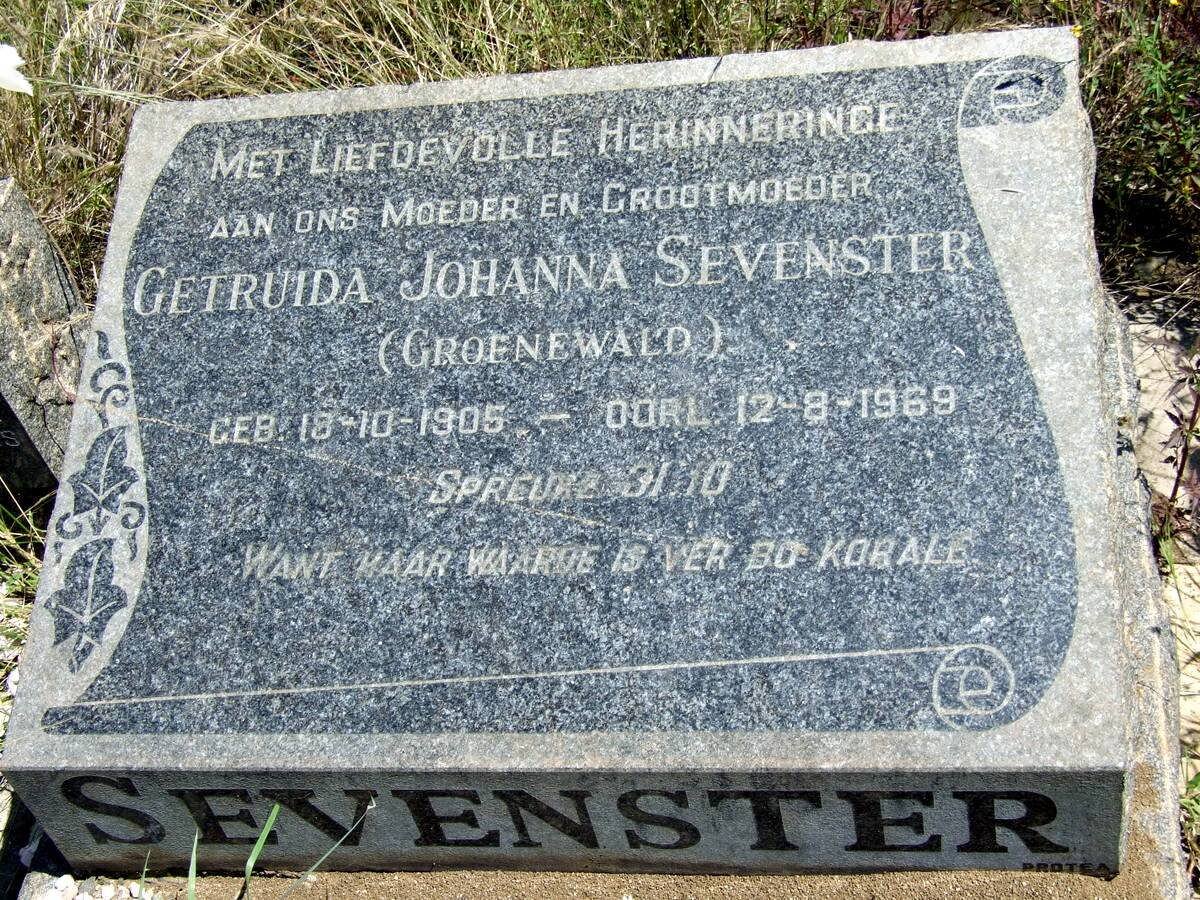 SEVENSTER Getruida Johanna nee GROENEWALD 1905-1969