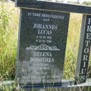 PRETORIUS Johannes Lucas 1921-1996 :: PRETORIUS Helena Dorothea 1961-1983