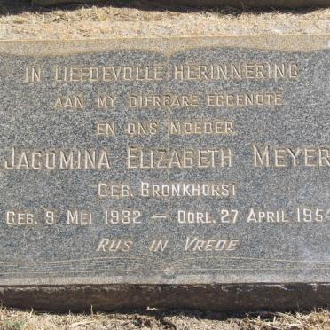MEYER Jacomina Elizabeth nee BRONKHORST 1932-1954