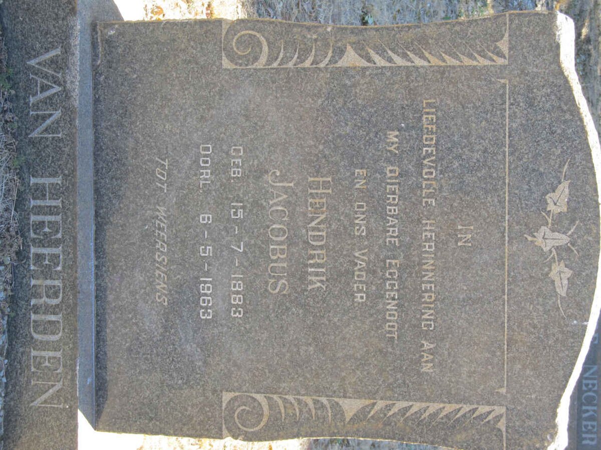 HEERDEN Hendrik Jacobus, van 1883-1963