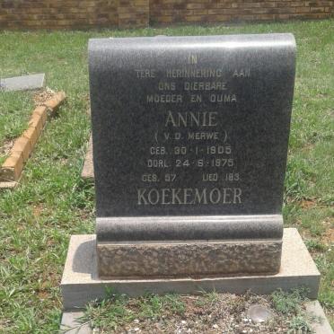 KOEKEMOER Annie nee V.D. MERWE 1905-1975