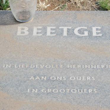 BEETGE Johannes Hermanus 1925-1992 &amp; Maria Elizabetha Johanna 1931-2012
