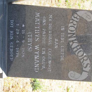 BRONKHORST Matthys Wynand 1928-1979 &amp; Hester Carolina Rossouw 1931-1986