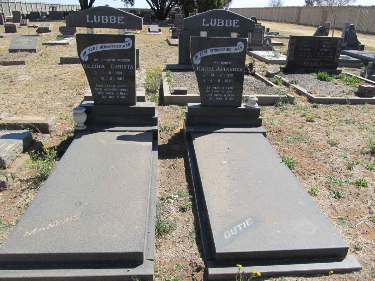 LUBBE Gezina Christa 1914-1987 :: LUBBE Karel Johannes 1931-1987