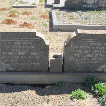 ROUX Pieter Gabriel 1882-1959 &amp; Carolina Emalia Wilhelmina 1888-1967