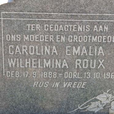ROUX Pieter Gabriel 1882-1959 &amp; Carolina Emalia Wilhelmina 1888-1967