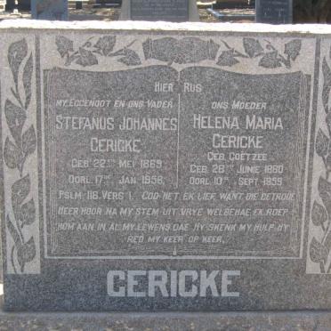 GERICKE Stefanus Johannes 1869-1956 &amp; Helena Maria COETZEE 1880-1959