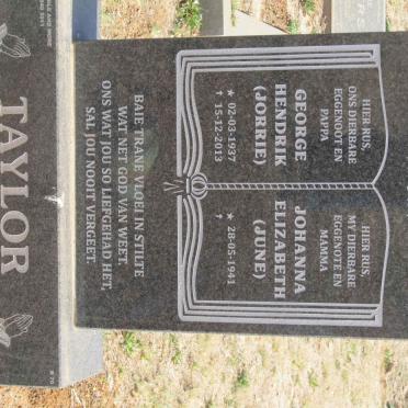 TAYLOR George Hendrik 1937-2013 &amp; Johanna Elizabeth 1941-