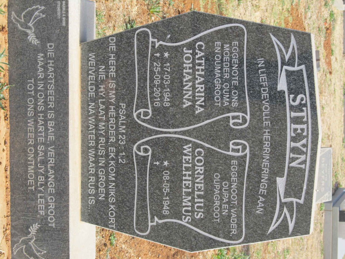 STEYN Cornelius Welhelmus 1948- &amp; Catharina Johanna 1948-2016