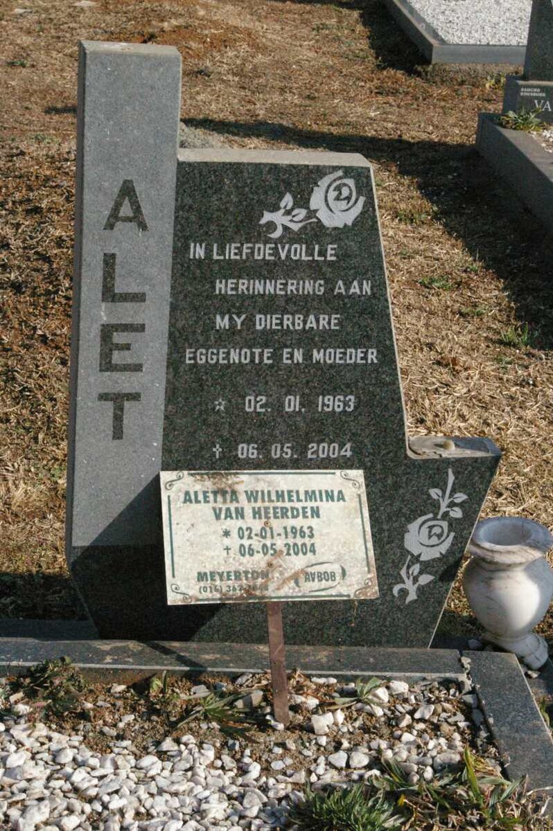 HEERDEN Aletta Wilhelmina, van 1963-2004