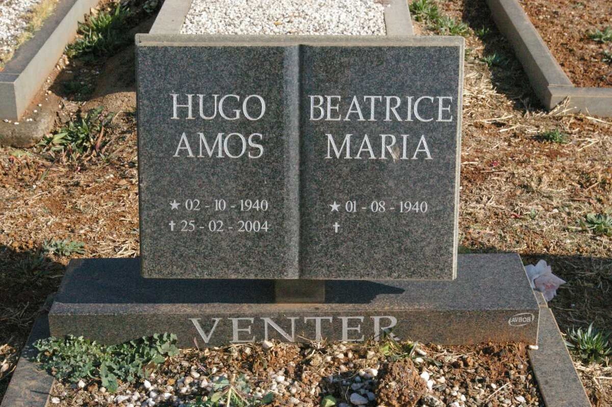 VENTER Hugo Amos 1940-2004 &amp; Beatrice Maria 1940-