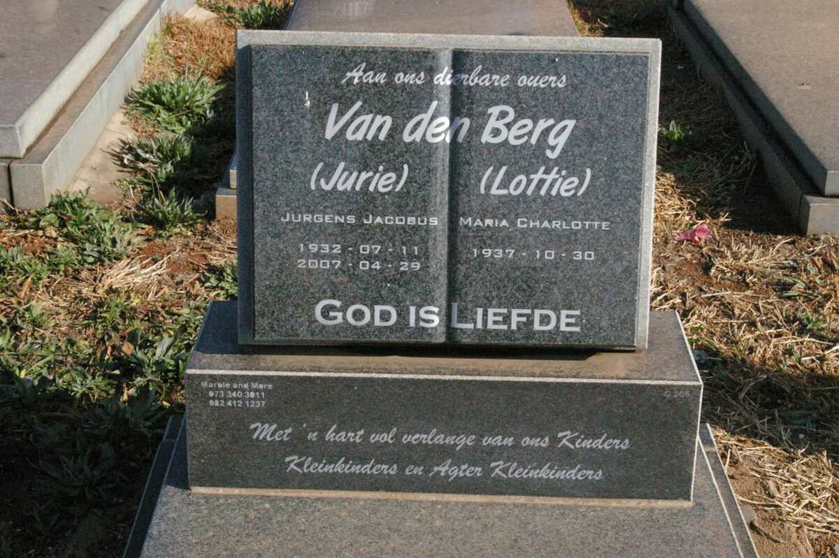 BERG Jurgens Jacobus, van den 1932-2007 &amp; Maria Charlotte 1937-