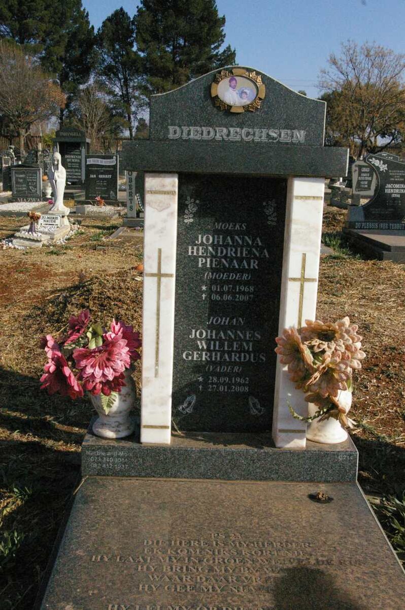 DIEDRECHSEN Johannes Willem Gerhardus 1962-2008 &amp; Johanna Hendriena PIENAAR 1968-2007