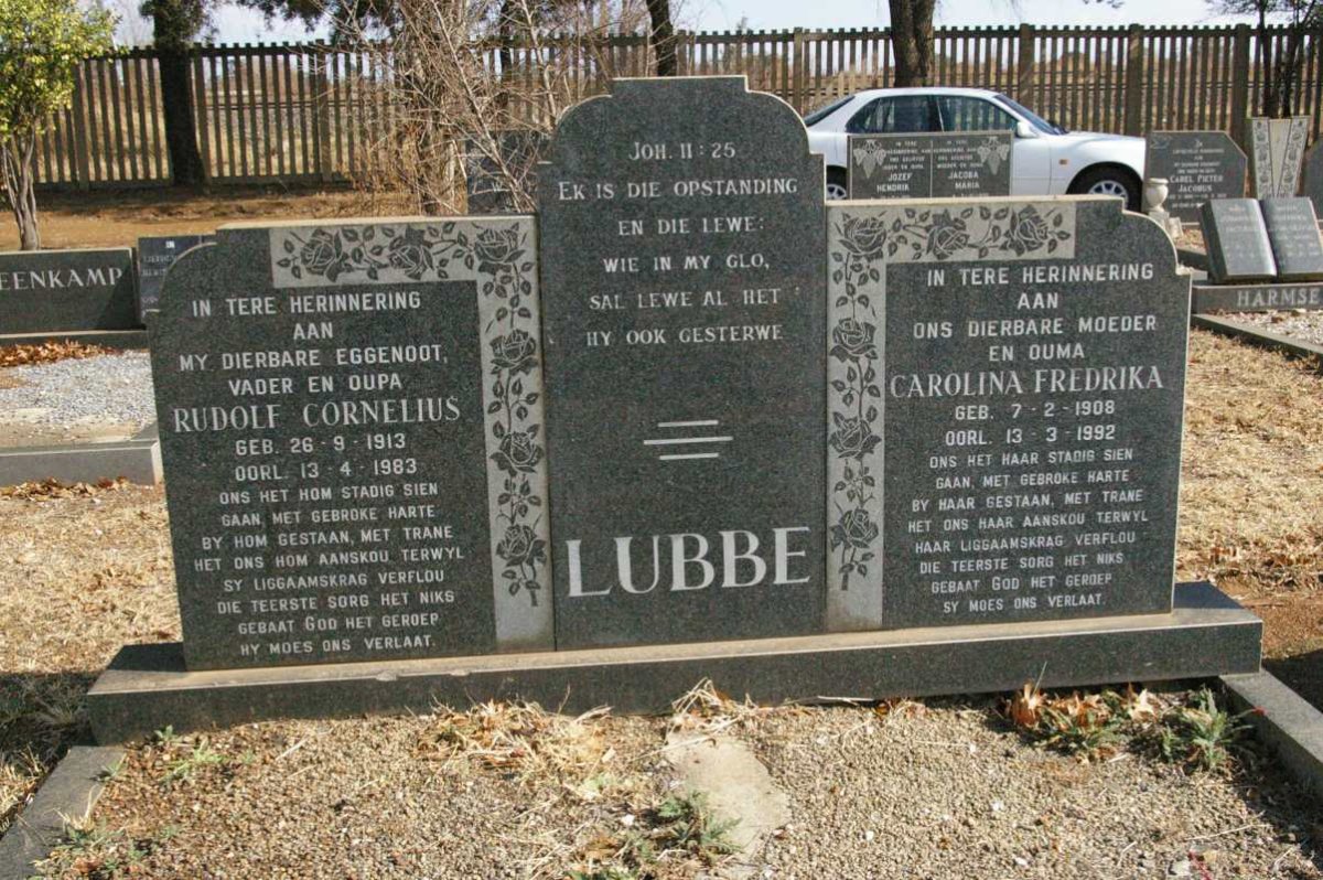 LUBBE Rudolf Cornelius 1913-1983 &amp; Carolina Fredrika 1908-1992