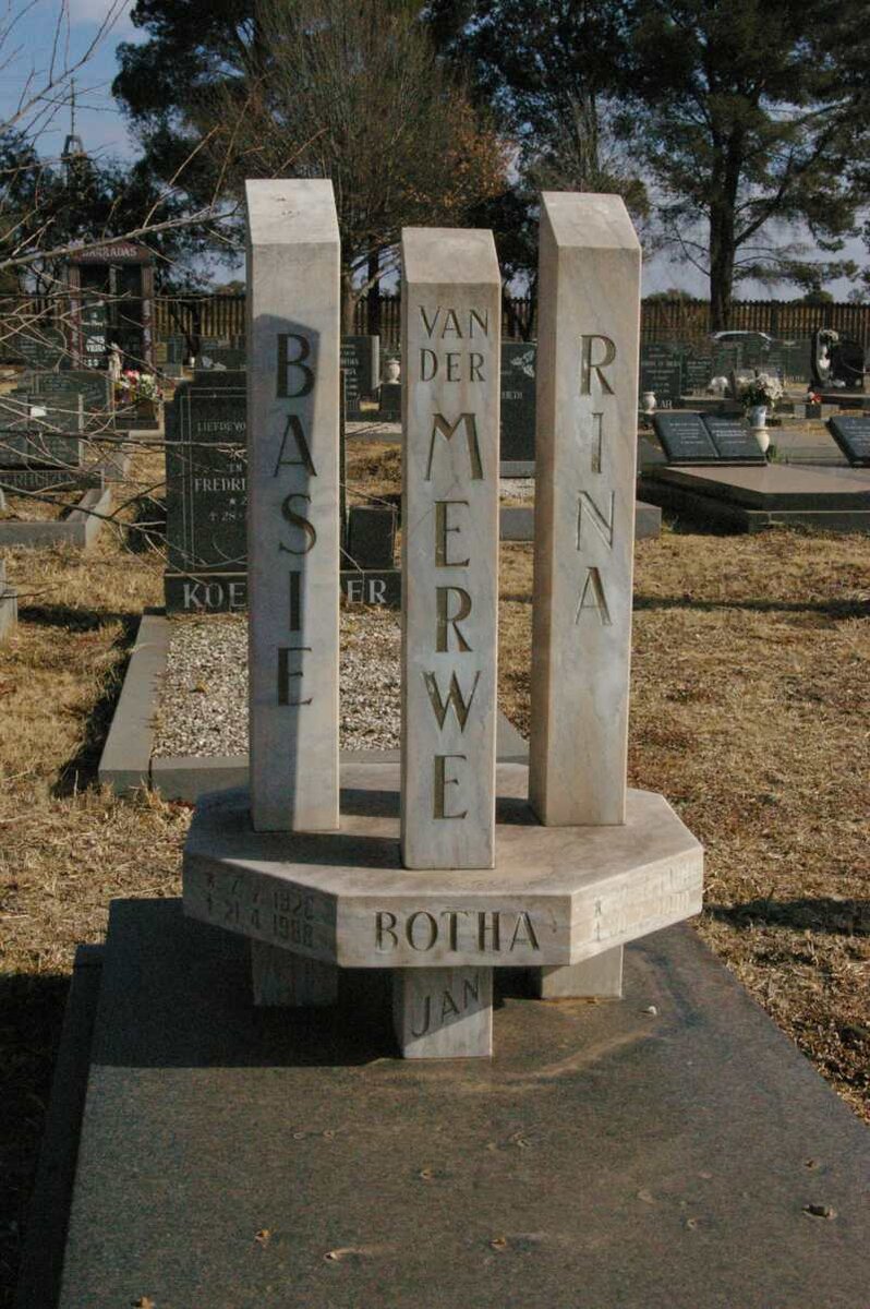 MERWE Basie, van der 1926-1988 &amp; Rina 1928-2000 :: BOTHA Jan