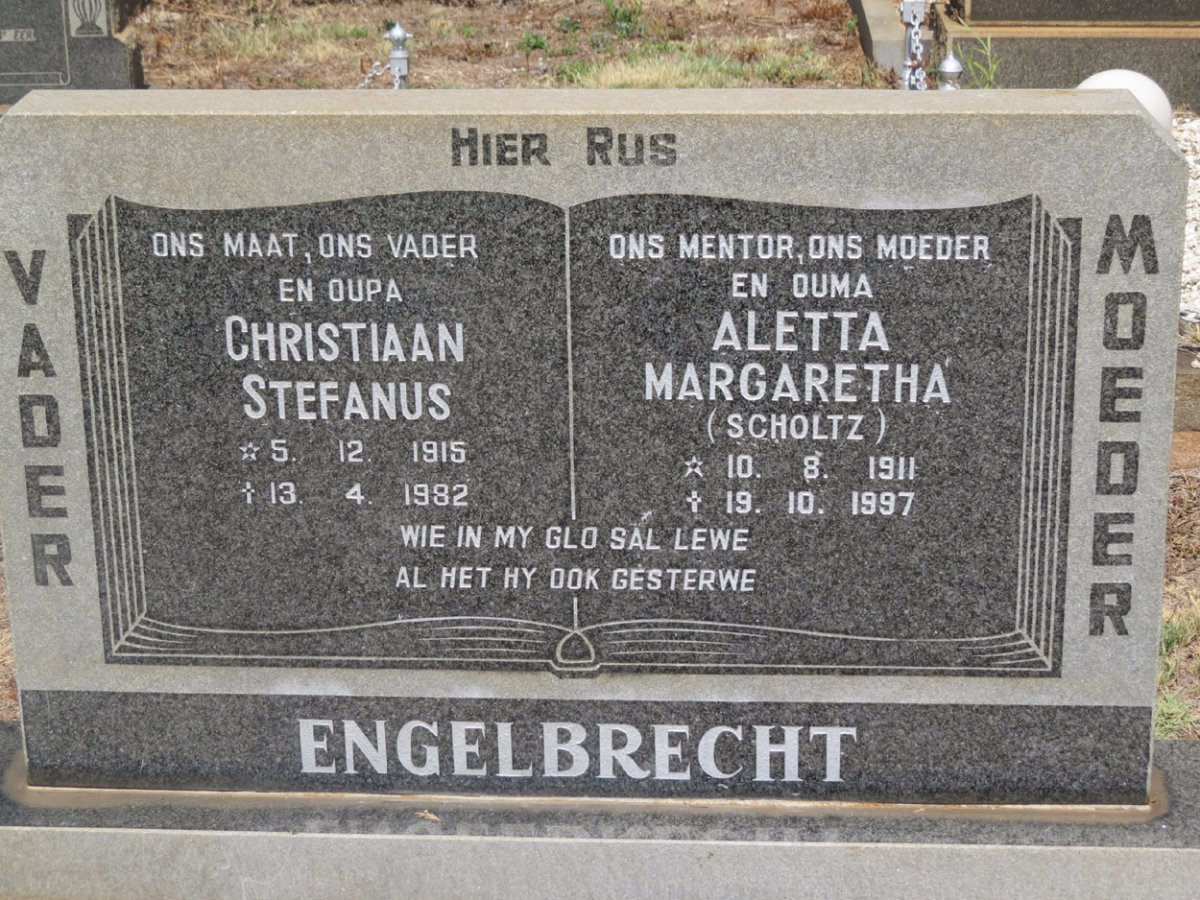 ENGELBRECHT Christiaan Stefanus 1915-1982 &amp; Aletta Margaretha SCHOLTZ 1911-1997