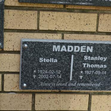 MADDEN Stanley Thomas 1927- &amp; Stella 1924-2002