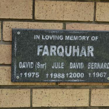 FARQUHAR David -1975 :: FARQUHAR Jule -1988 :: FARQUHAR David -2000 :: FARQUHAR Bernard -1967