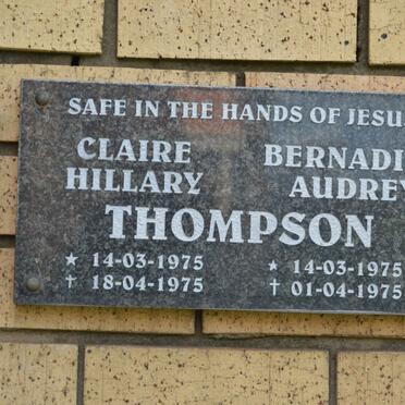 THOMPSON Claire Hillary 1975-1975 :: THOMPSON Bernadine Audrey 1975-1975