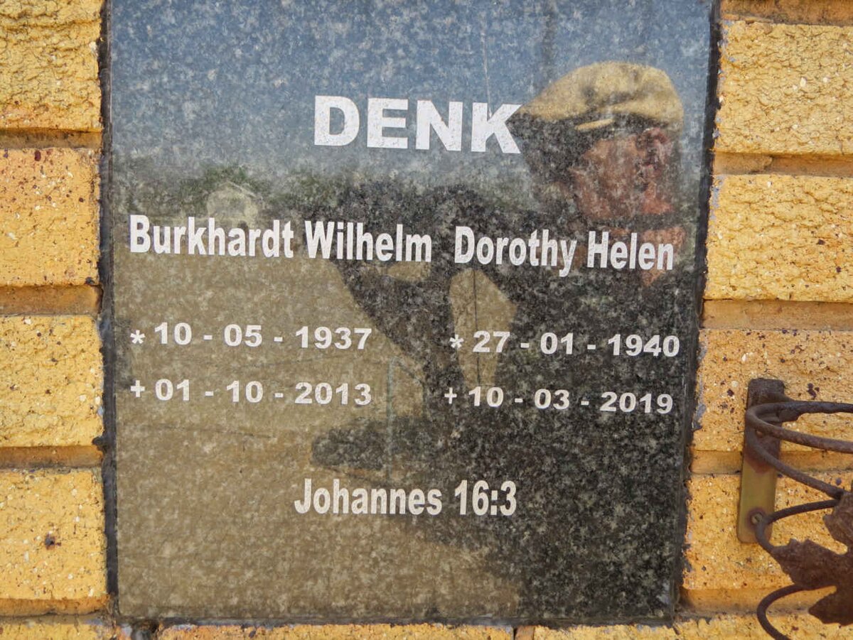 DENK Burkhardt Wilhelm 1937-2013 &amp; Dorothy Helen 1940-2019
