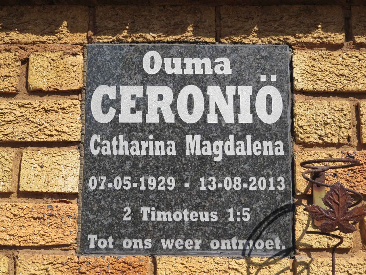 CERONIO Catharina Magdalena 1929-2013