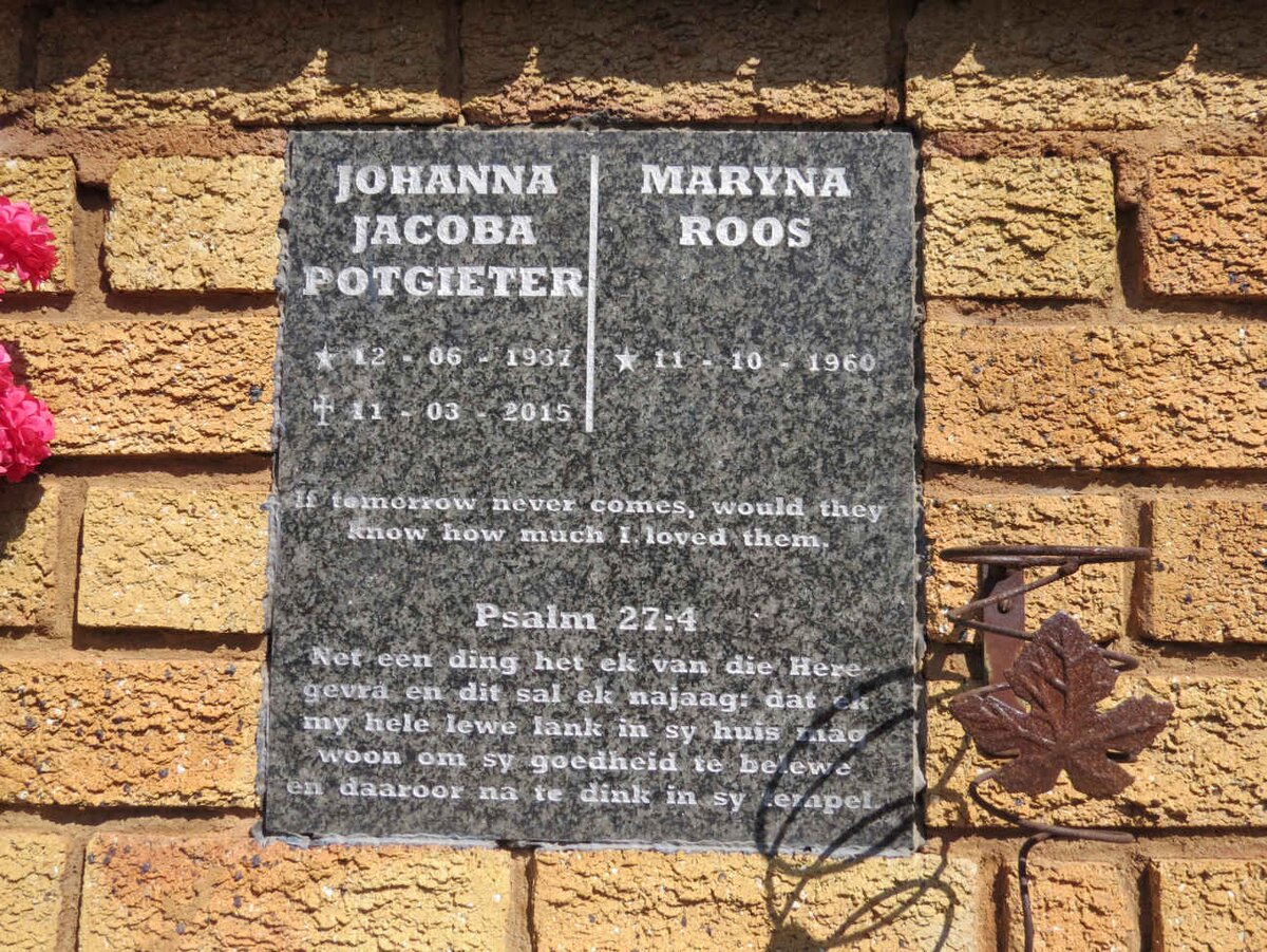 POTGIETER Johanna Jacoba 1937-2015 :: ROOS Maryna 1960-