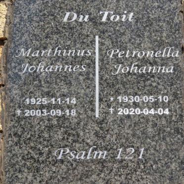 TOIT Marthinus Johannes, du 1925-2003 &amp; Petronella Johanna 1930-2020