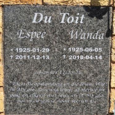 TOIT Espee, du 1925-2011 &amp; Wanda 1925-2018