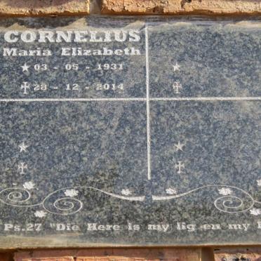 CORNELIUS Maria Elizabeth 1931-2014