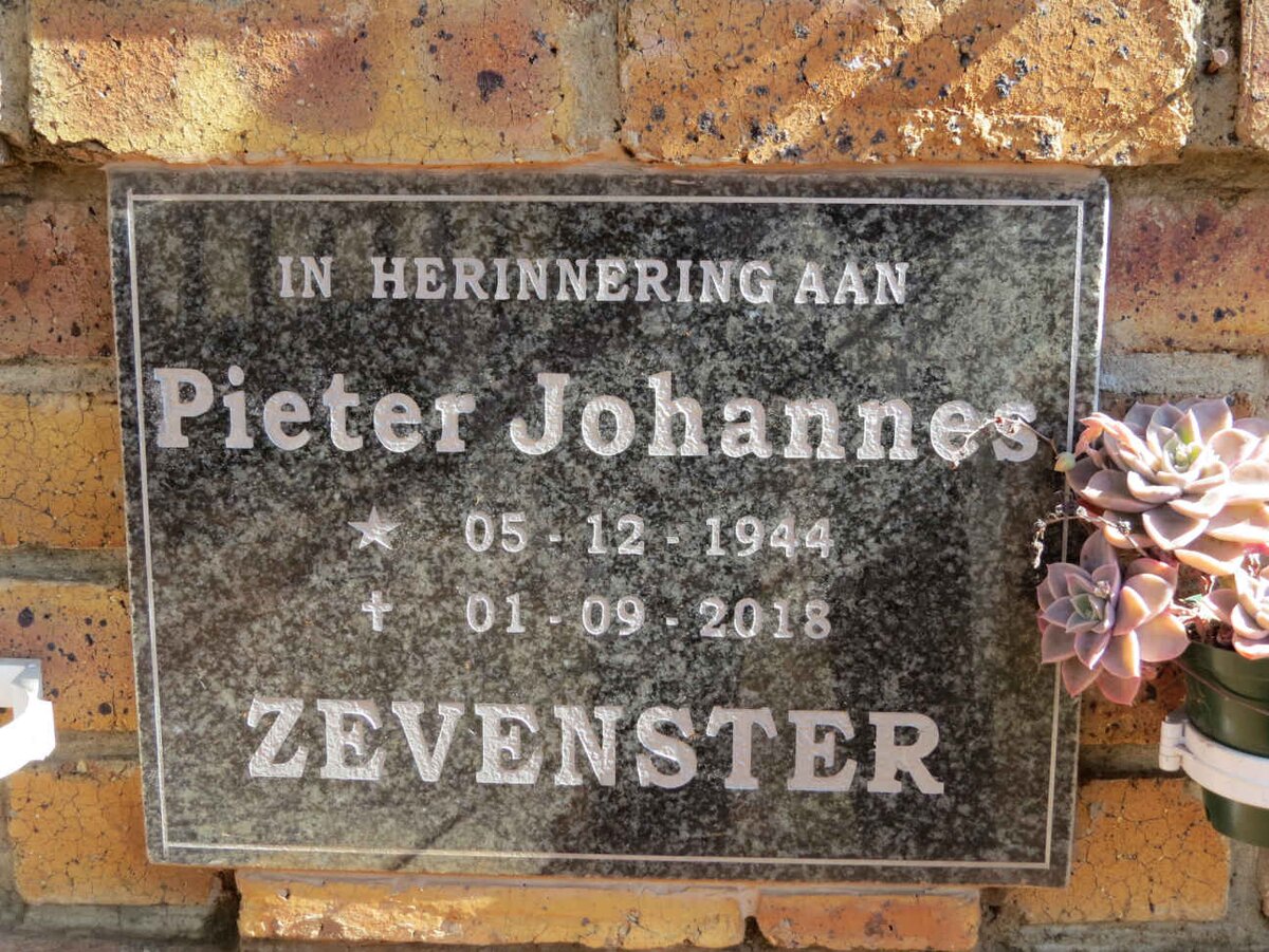 ZEVENSTER Pieter Johannes 1944-2018