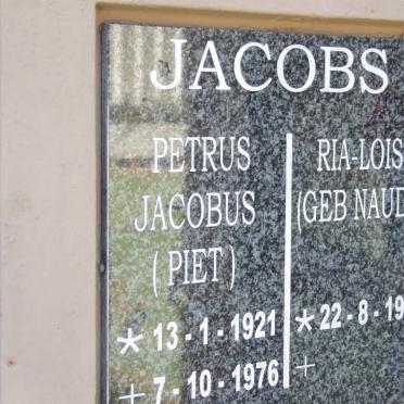 JACOBS Petrus Jacobus 1921-1976 &amp; Ria-Lois NAUDE 1931-