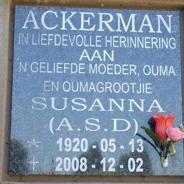 ACKERMAN A. Susanna  D. 1920-2008