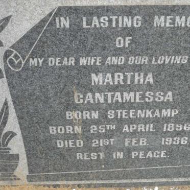 CANTAMESSA Martha nee STEENKAMP 1896-1936