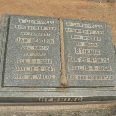 HENNING Jan Hendrik 1882-1947 &amp; Stienie 1875-1968