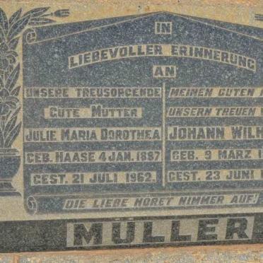 MULLER Johann Wilhelm 1888-1948 &amp; Julie Maria Dorothea HAASE 1887-1962