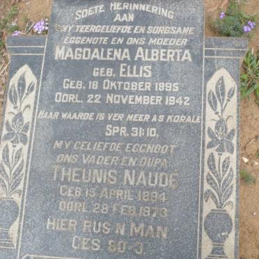 NAUDE Theunis 1884-1973 &amp; Magalena Alberta ELLIS 1895-1942