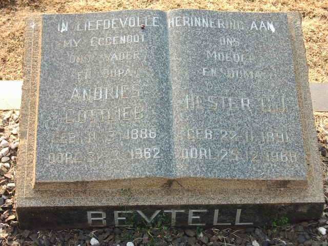 BEYTELL Andries Gottlieb 1886-1962 &amp; Hester G.J. 1891-1968