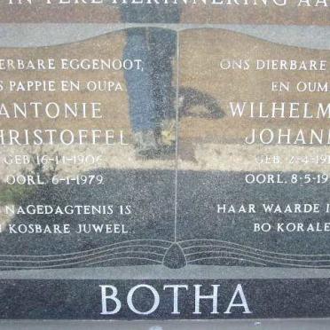 BOTHA Antonie Christoffel 1906-1979 &amp; Wilhelmina Johanna 1914-1990