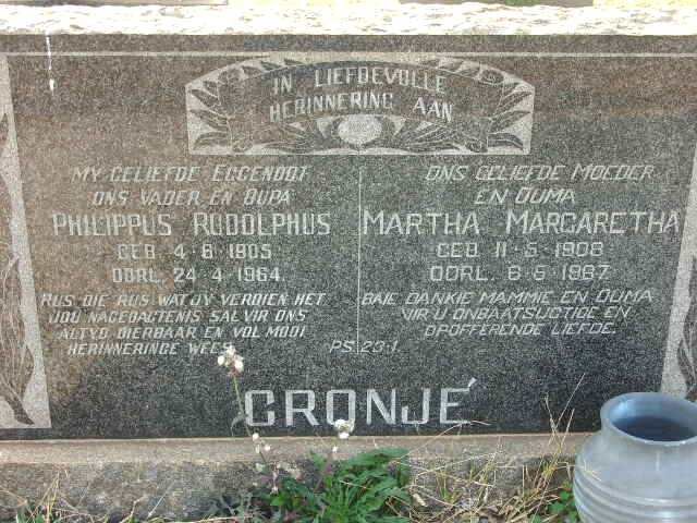CRONJE Phillippus Rudolphus 1905-1964 &amp; Martha Margaretha 1908-1987