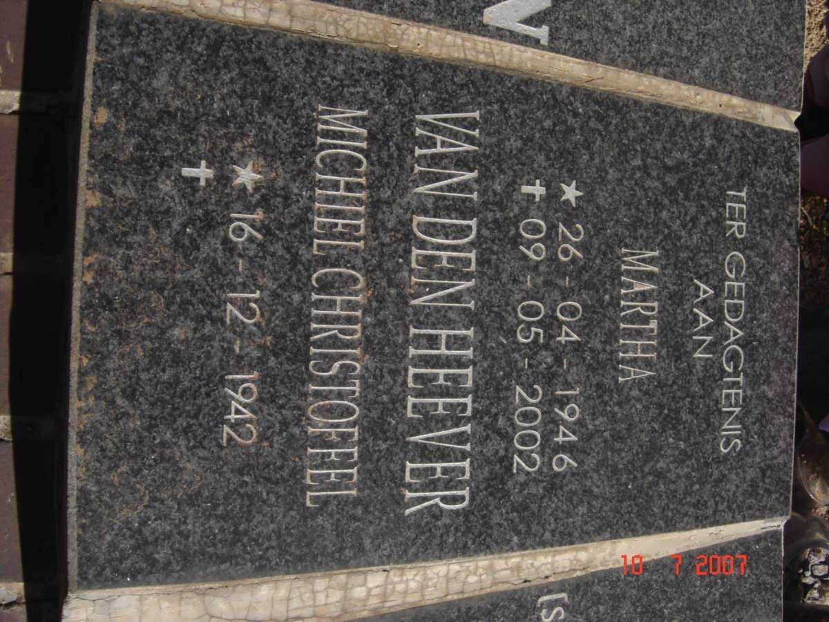 HEEVER Michiel Christoffel, van den 1942-  &amp; Martha 1946-2002
